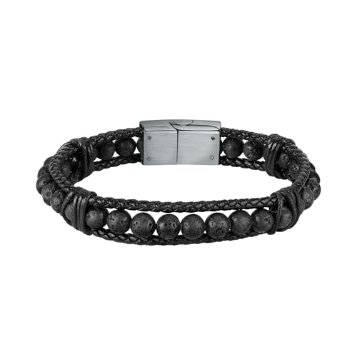 Sector PULSEIRA, Bandy, Pele PRETA E Pedra Lava, 22,5 cm SZV97, Einheitsgröße, Metall, Kein Edelstein