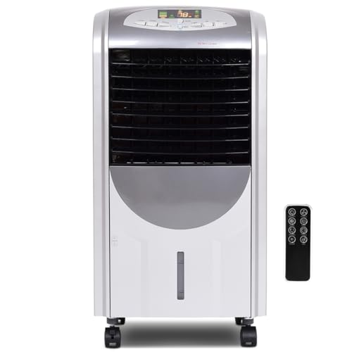 SOARS Ventilatore 5 in 1, Ventilatore, Riscaldatore, Purificatore d'Aria, Umidificatore & Raffrescatore, 3 Velocità, Serbatoio Acqua 7L, Timer 8H, Telecomando, per Salone, Camera da Letto, Ufficio