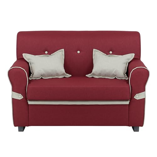 Totò Piccinni Divano 2 Posti in tessuto con Cuscini Imbottito, con Braccioli (Bordeaux)