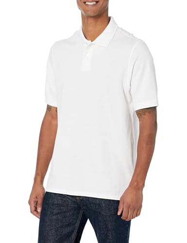 Amazon Essentials Mens Regular-Fit Cotton Pique Polo Shirt (Available in Big & Tall) White Small