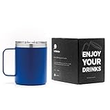 MANGO CÓMODO - El vaso termo con asa es siempre la mejor opción. ¡Fácil de agarrar, es la taza ideal para viajes al aire libre, taza para acampar, taza para la oficina y excelente para cualquier bebida fría o caliente! El diseño de boca ancha hace que lavarla a mano sea muy fácil. Todos los componentes también son aptos para lavavajillas para facilitar la limpieza.