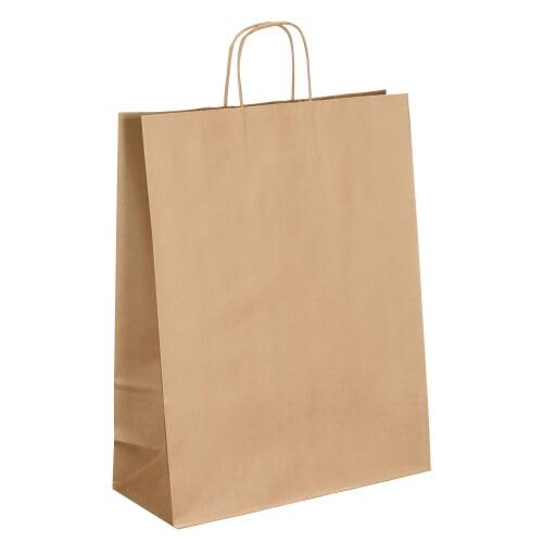 Sac magasin kraft naturel brun poignées torsadées 44 x 35 x 14 cm - Carton de 50