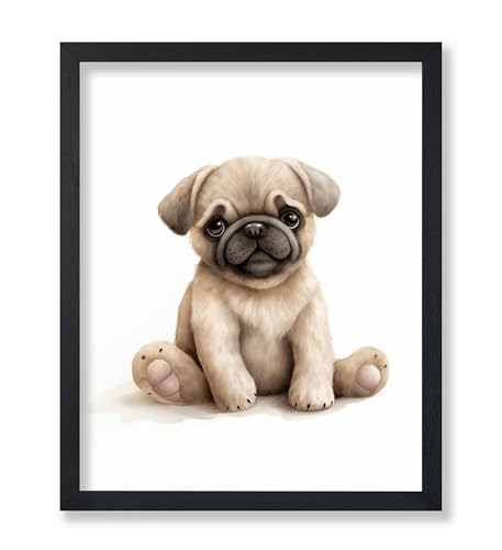 Poster Master Plush Pug Print - Cute Baby Dog Poster - Puppy Art - Plushie Wall Design - Gift for Boys, Girls & Parents - Minimal Decor for Nursery, Kid's Room or Bedroom - 8x10 UNFRAMED Wall Art