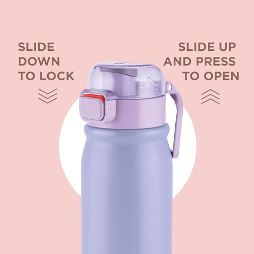 Image of MILTON Reva 1000 ISI Certified Stainless Steel Water Bottle with Twin Lid Sip or Gulp, 1 Litre | Single Wall, BPA-Free, Leakproof | Sturdy Handle | Ideal for Home, Office, Gym & Travel, Purple