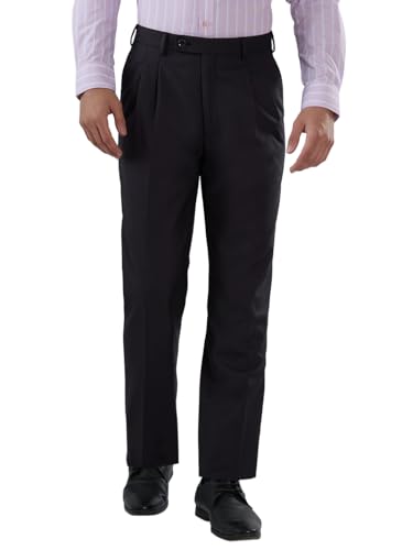 Image of Park Avenue Men Comfort Fit Solid Pattern Poly Wool Blend Double Pleat Formal Trouser