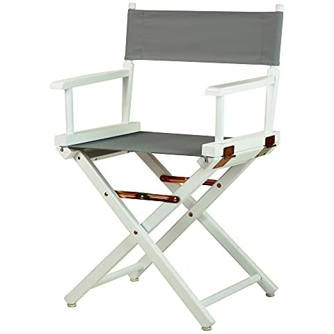 Casual Home 18" Director's Chair White Frame-Gray Canvas Regiestuhl Cover