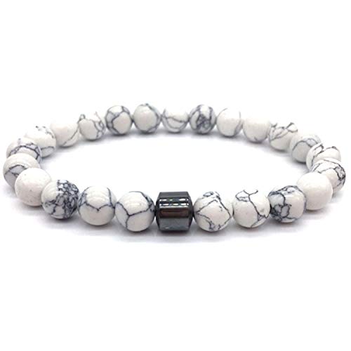 Bracelet pierre naturelle turquoise blanche, bijoux en perles et fermoir magnétique personnalisé