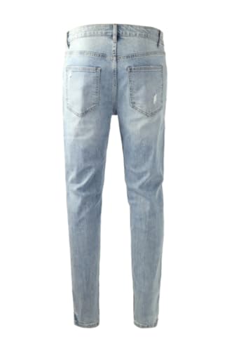 Men's Retro Distressed Washed Ripped Jeans with Stretchy Slim Fit for Daily Comfort Jeans2