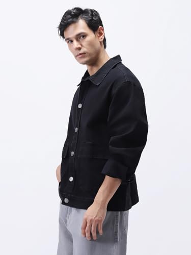 Image of Urbano Fashion Men's Relaxed Fit Full Sleeve Utility Denim Jacket