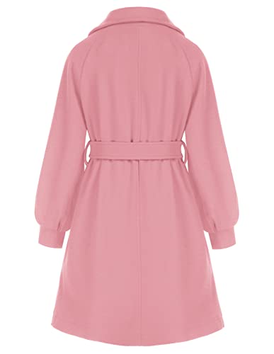 Image of GRACE KARIN Girls Dress Coat Lapel Wool Blend Long Winter Jackets with Pockets Belt 6-16Y