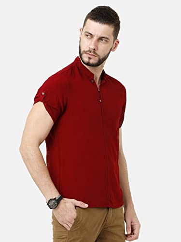 Image of Identiti Short Sleeves Solid Slim Fit 100% Viscose Casual Shirt /Kurta for Men