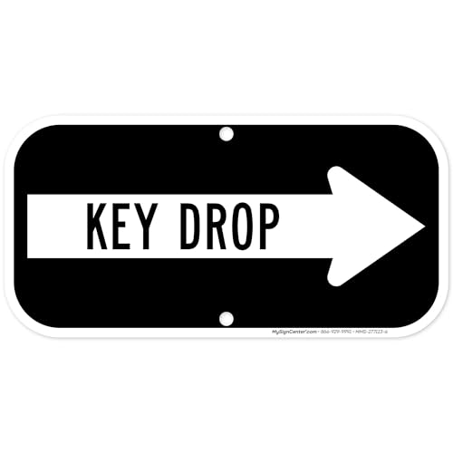 Key Drop With Right Arrow Sign, 6x12 Inches, Rust Free