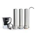 Frizzlife TS99 Countertop Water Filter System, 9-Stage Stainless Steel Faucet Water Filtration, with Frizzlife FP40-D Water Filter Pitcher