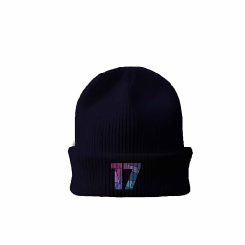 Beanie 17 Number cuffed navy avec revers double épaisseur en maille