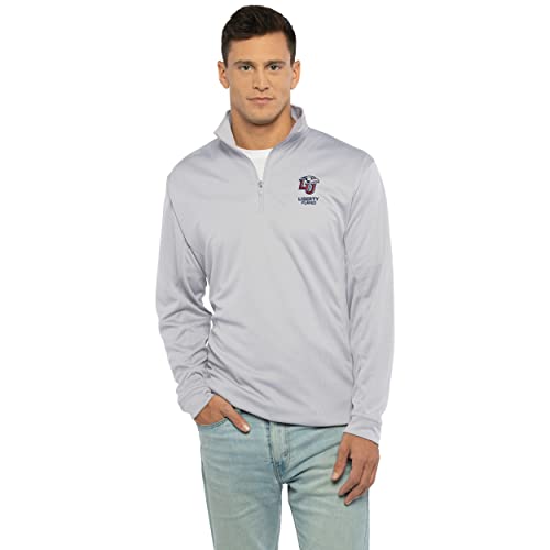 Men's Collegiate Micro Mesh Performance Gray 1/4 Zip Pullover, Liberty Flames, Medium