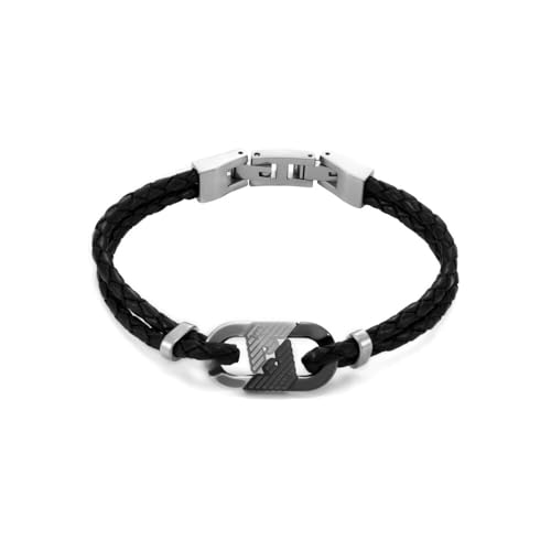 Emporio Armani Herren-Edelstahlarmband mit Karabiner-, Schieber- oder Magnetverschluss, Kohleschwarz – Ansicht 1