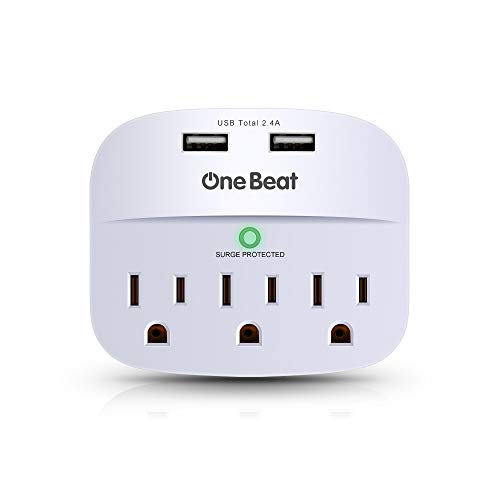 3-Outlet Surge Protector, Multi Plug Outlet Extender Power Strip with 2 USB Charging
