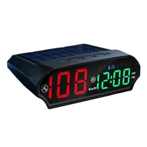 Pantalla de cabeza alta solar (12 cm) – GPS color con iluminación ambiental siete colores | HUD vehículo inalámbrico con transmisión de voz | Alarma de sobrevelocidad, hora/altitud/temperatura