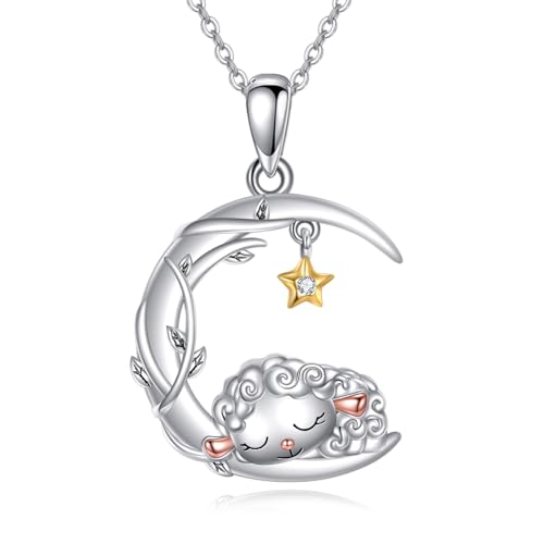 Collier mouton argent 925 pendentif animal femme S925 sterling silber