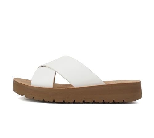 Image of Soda LUCY ~ Women Open Toe Flatform Platform Crisscross Band Upper Fashion Slide Sandals