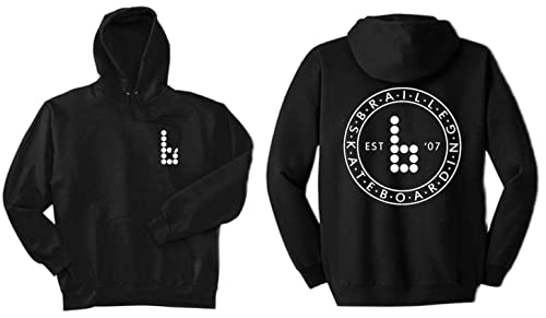 Braille Skateboarding Black Classic Hoodies (Large)