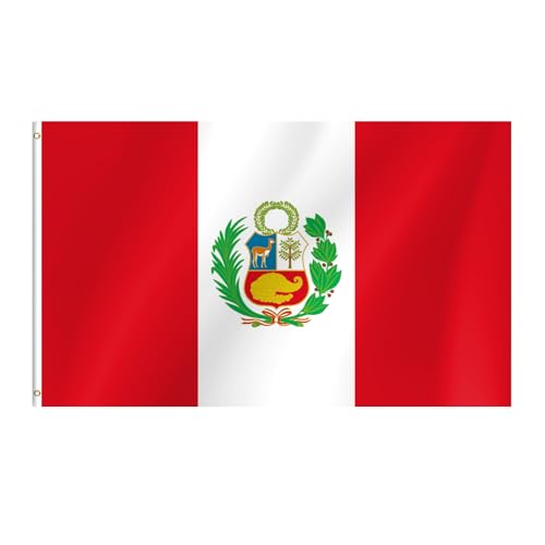 Peru Flag 3x5 Ft Peruvian Flag Vivid Color Fade Resistant With Brass Grommets for Party Parades Sports Events Patriotic Holidays Outdoor Indoor Decorations