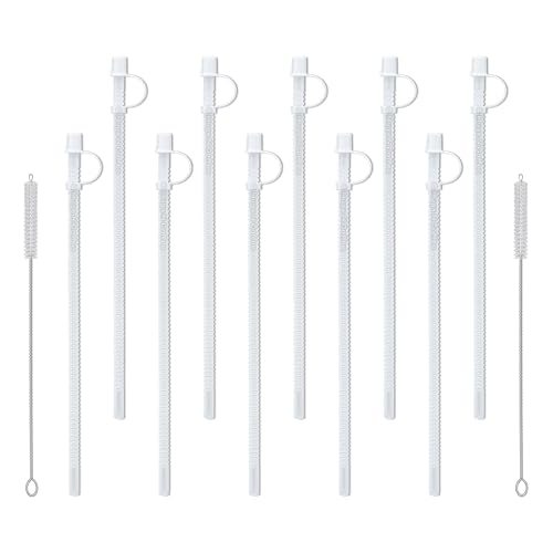 Pitillos flexibles corrugados 13" con tapas 10 unidades miniatura 1