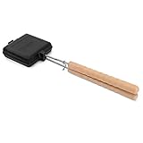 Petromax Sandwicheisen mit KURZEM Stiel für Gas oder Holzkohlegrills Gusseisen klein