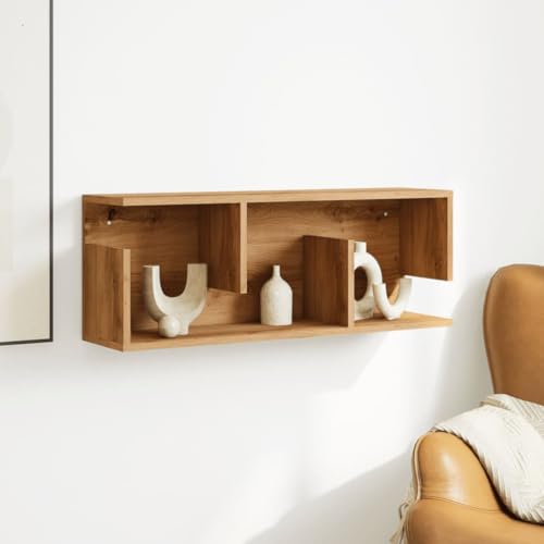 Estantería de pared de madera de roble artificial de 80 x 20 x 30 cm 3