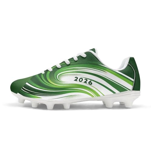 Best Football Boots for Curve: Master Your Swerve 14 CREAMIC Wave Curve Green Football Cleats for Mens Womens Indoor Turf Wide Soccer Shoes Youth White Lining AG Training Football Boots with Lace Unisex Baseball Rugby Training Shoes