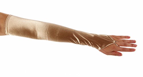 Dancing with Moon Fingerless Satin Opera Length Gloves, Champagne