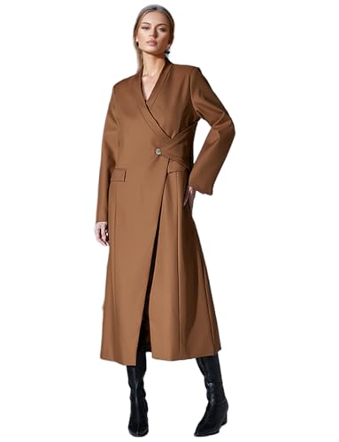 Blazer décontracté fluide manteau long coupe droite femme style banquet