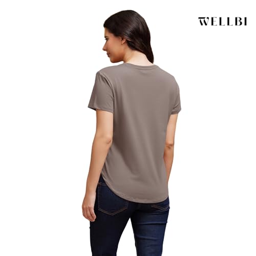 Image of Wellbi Bamboo Women's Tshirt - Ultra-Soft, Breathable & Sustainable | Premium Cotton Blend for Supreme Comfort | Stylish & Eco-Friendly T-Shirt for Women | Tshirt Women Cotton