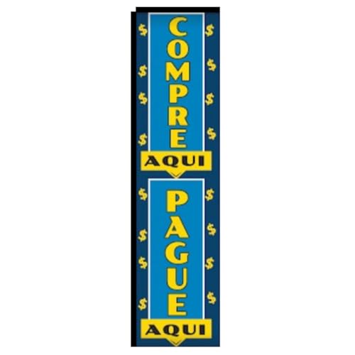 Compre Aqui Pague Aqui Swooper Windless Rectangle Feather Flag Eye Catching Banner Sign in Spanish for Business and Marketing, (Replacement Flag Only)