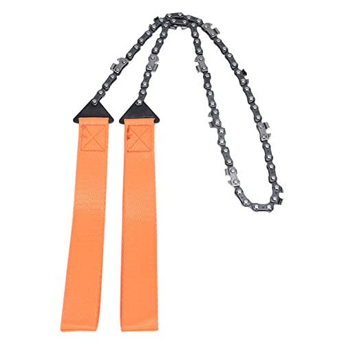 Azusumi 24 Inch Outdoor Pocket Chainsaw Survival Zipper Saw Hand Saw Chain Tool for Wood Cutting Orange