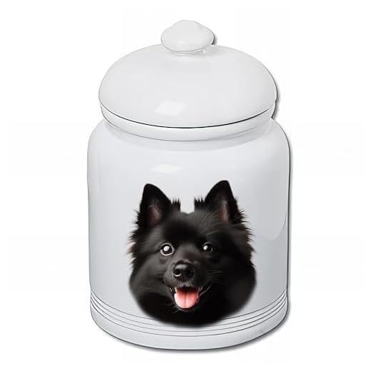 Best of Breed Schipperke Dog and Cat Ceramic Treat Jar 9" Tall Air Tight Seal All White