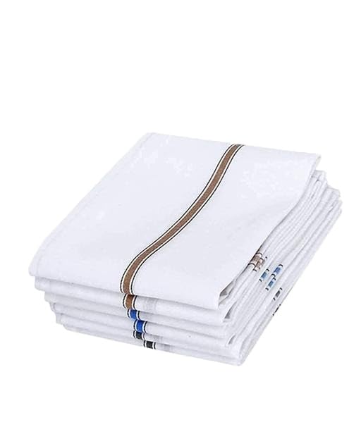 Soft Cotton Handkerchief Set For Men Daily Use Comfortable Absorbent Pocket Carry Essentials Pack White Free Size-image-41