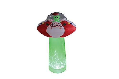 A Holiday Company 7ft Tall Star Dasher UFO with Green Shimmer Light 7 ft Tall Multi