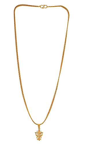 Image of Handicraft Kottage 1gm 22Ct Gold Plated chain with Pendant | latest & Stylish Celebrity Inspired Chain /Necklace /Jewellery Set /Fashion jewellery for Men, Women Boys Girls