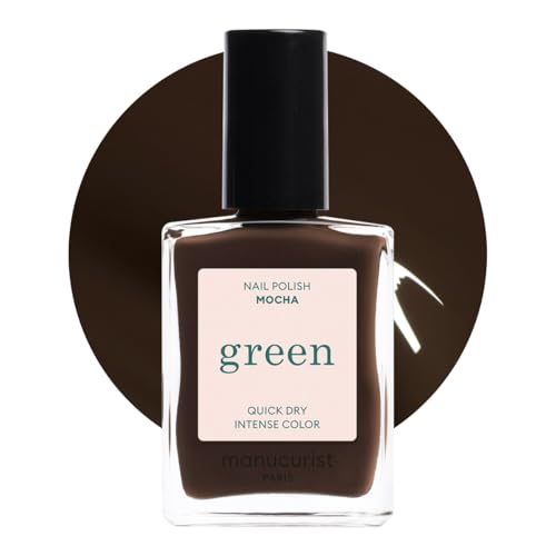 Manucurist - Green Smalto Unghie Mocha Marrone Scuro - Smalti per Unghie classico 9-Free - Smalto Marrone Vegano e di Origine Biologica (80%) - Manicure Professionale - 15ml - Nail Polish