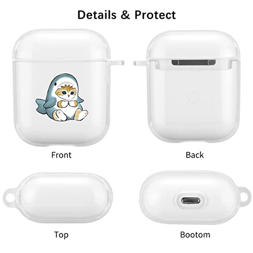 Cute Fish Cat Designed For 1St&2Nd Generation Airpods Case, Shockproof Case Clear Soft Tpu Protective Cover Compatible With Apple Airpods 2&1 With Keychain Animal Pattern For Women Girls #TOP1