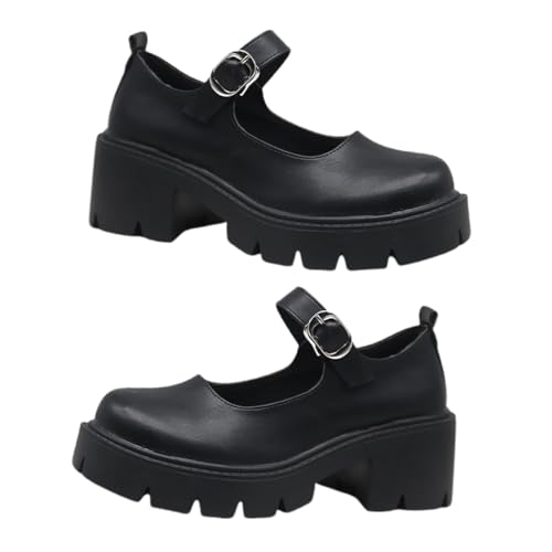 Chaussures à plateforme PU pour femmes avec talons carrés compensés et boucle