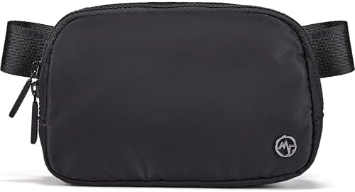 Pander Two Way Zipper Fanny Pack Nylon Everywhere Belt Bag for Women, Water Repellent Waist Packs, Crossbody Bags with Adjustable Strap (Black).