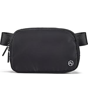 Pander Riñonera con cremallera bidireccional de nailon para mujer, riñonera repelente al agua, bolsas cruzadas con correa ajustable., Negro -, Talla única, Sólido