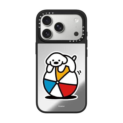 CASETiFY�~���[ iPhone 17 Pro �P�[�X [����(�X�}�z�J�o�[)/MagSafe�Ή�/�w��h�~] - Dog on the ball - �V���o�[ (�u���b�N�o���p�[)