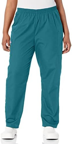 Scrub Pants for Women Workwear Originals Pull-On Elastic Waist Plus Size 4200P, 3XL Petite, Teal Blue