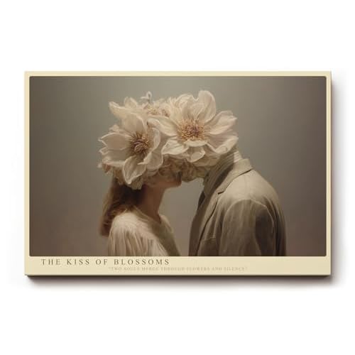 Paul Sinus Wandbild 30x20cm The Kiss of Blossoms – poetisches Motiv eines Kusses mit Blütenköpfen symbolisiert Liebe, Einheit und stille Emotion