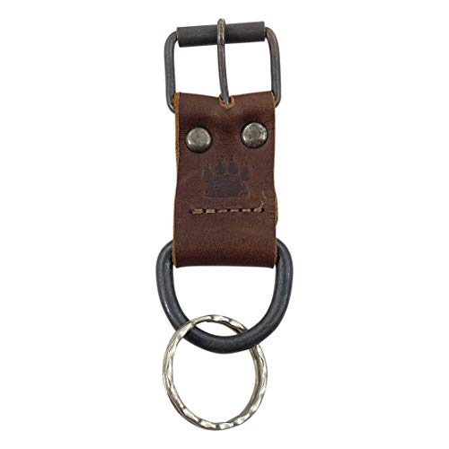 Porte-clés pour collier de chien cuir pleine fleur marron bourbon accessoire fonctionnel