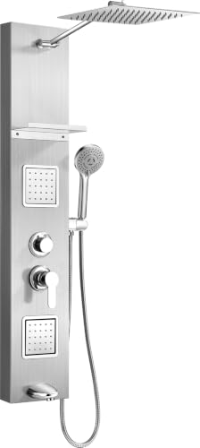Shower Panel Tower with Shelf
