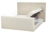 beliani letto matrimoniale moderno in tessuto con contenitore eu super king size 160 x 200 cm beige materasso a molle bonnell letto ottomano continentale aristocrat